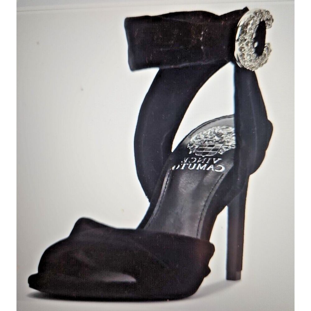 Vince Camuto Anyria Velvet Sandal W/ Rhinestones Accents Sharp High Heel Sz 5.5